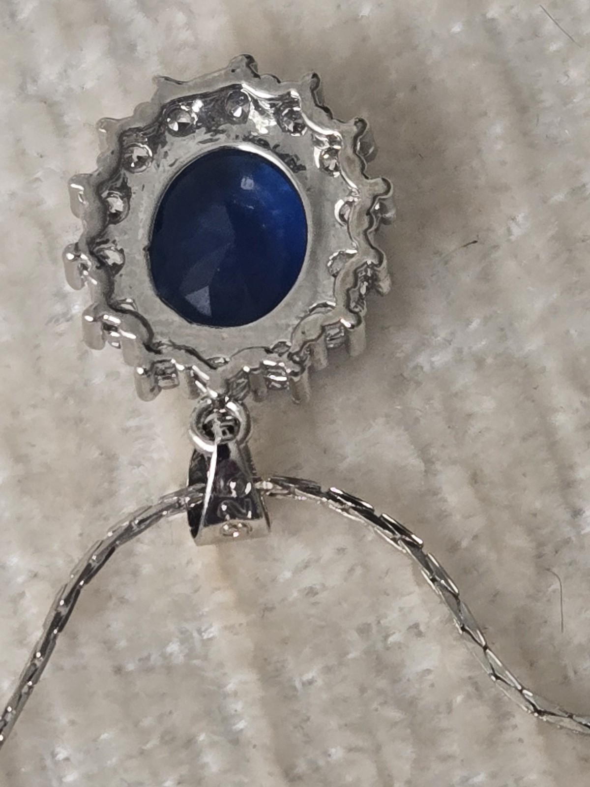 Women’s Blue Crystal Floral Burst Sterling Silver 18 Inch Necklace. UK Seller