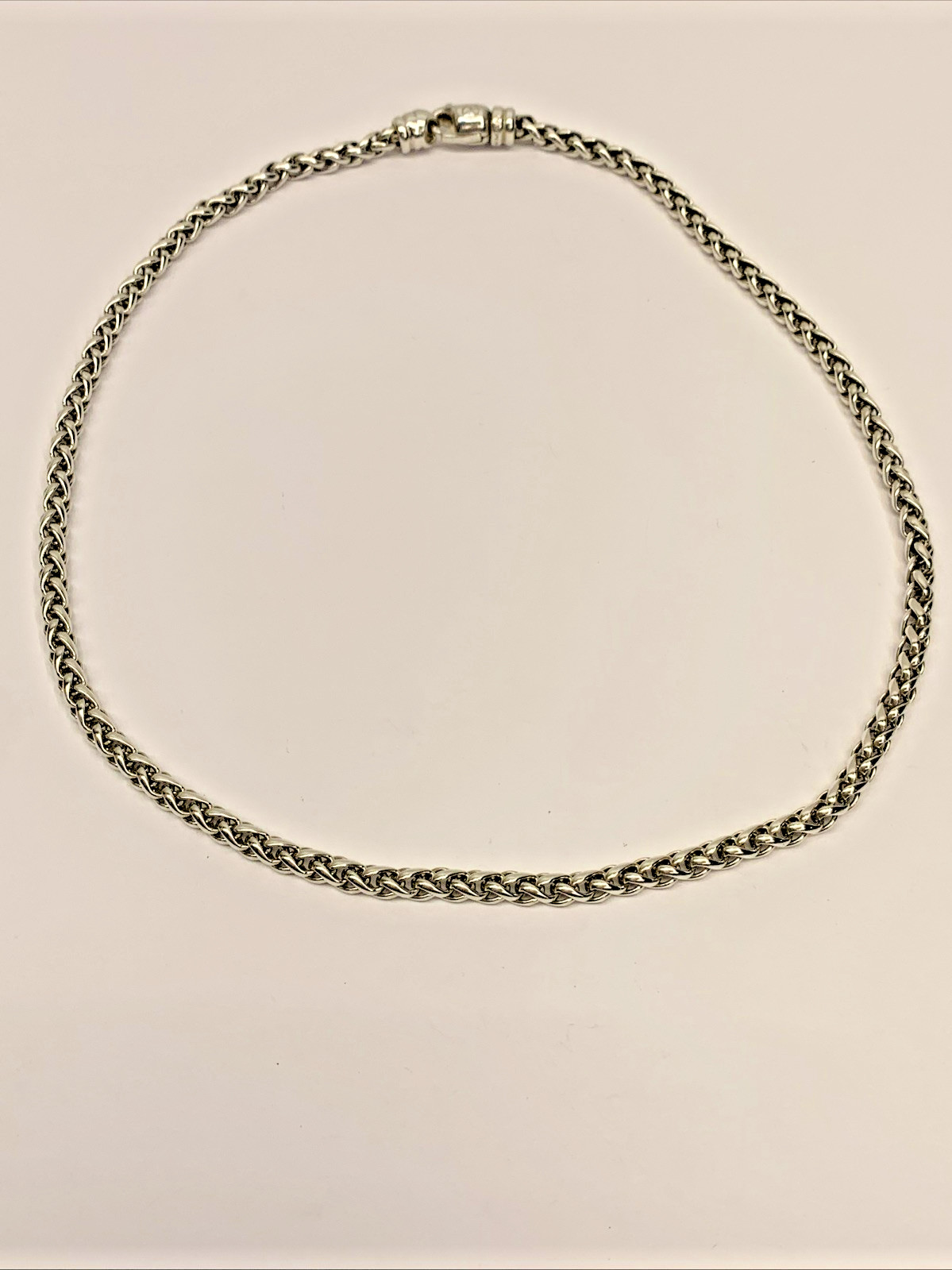 David Yurman Signed 925 Sterling Silver 4mm Wheat Weave Chain Necklace 16″ 23.5g