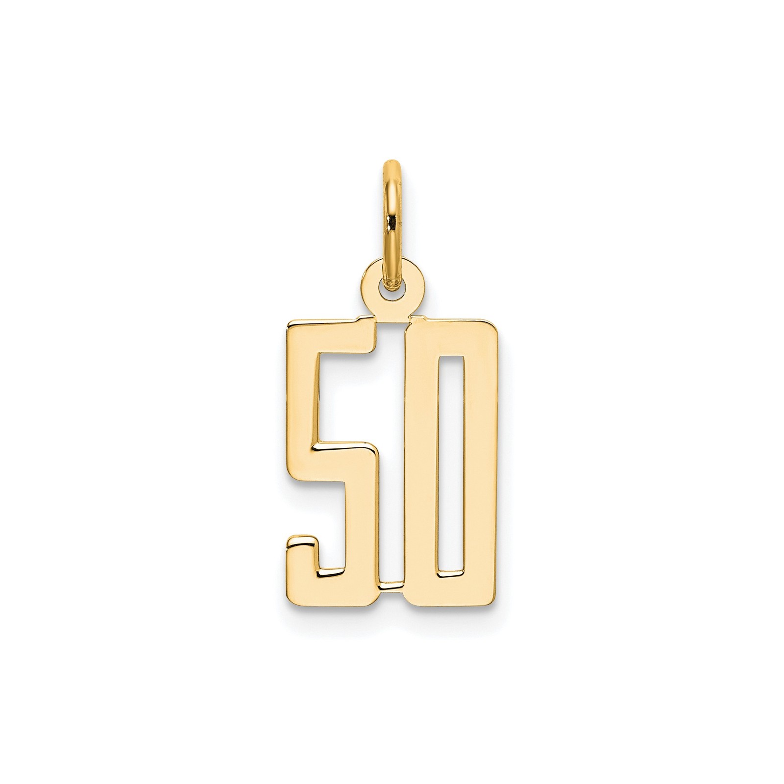 14k Yellow Gold Number 50 Pendant Milestone Charm for Birthday or Anniversary
