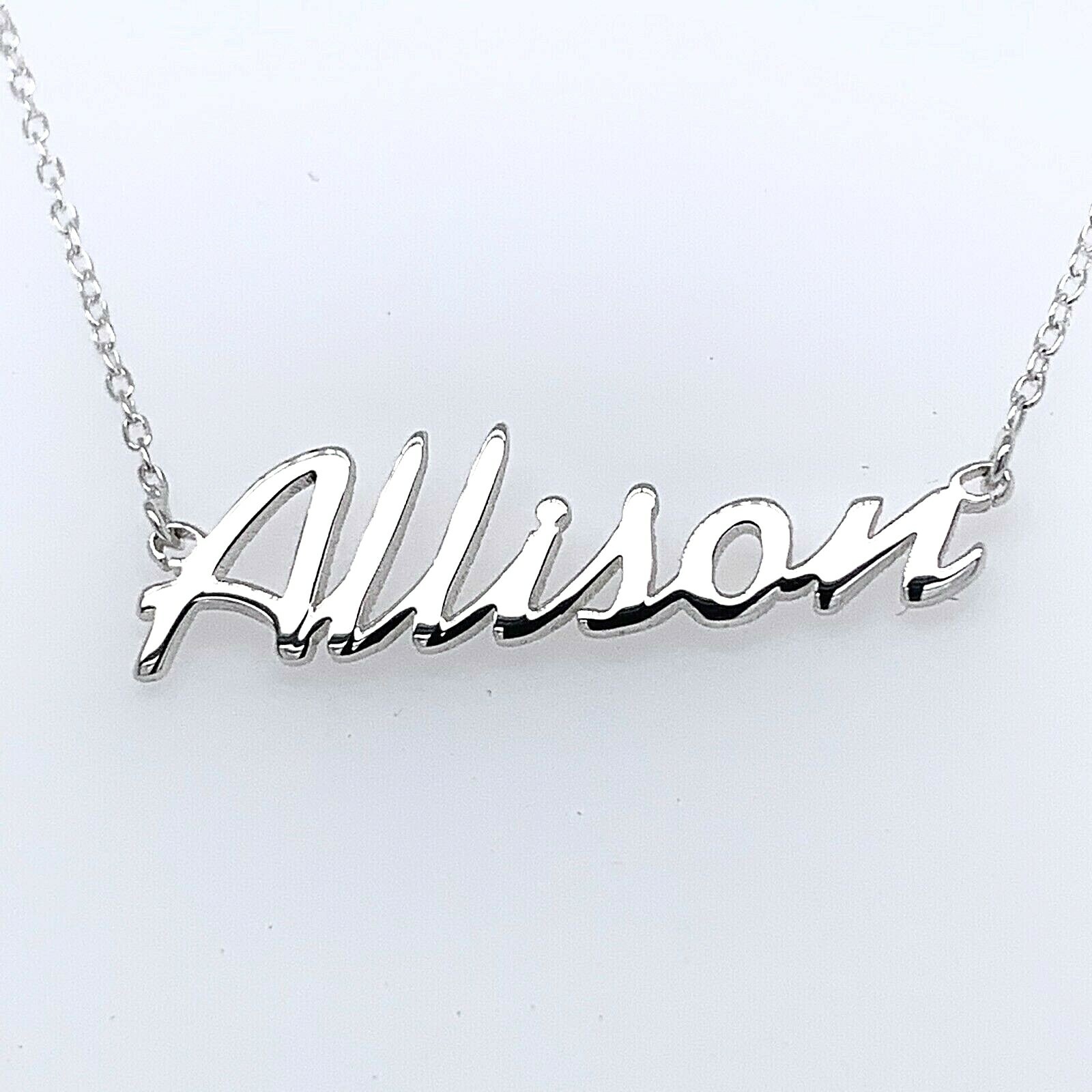 Allison Name Plate Necklace Pendent Sterling Silver female Personalized Custom