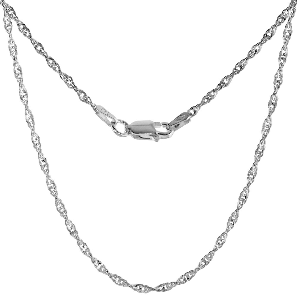 925 Sterling Silver Twisted Singapore Chain Necklace Diamond Cut 1.7mm 16″-20″