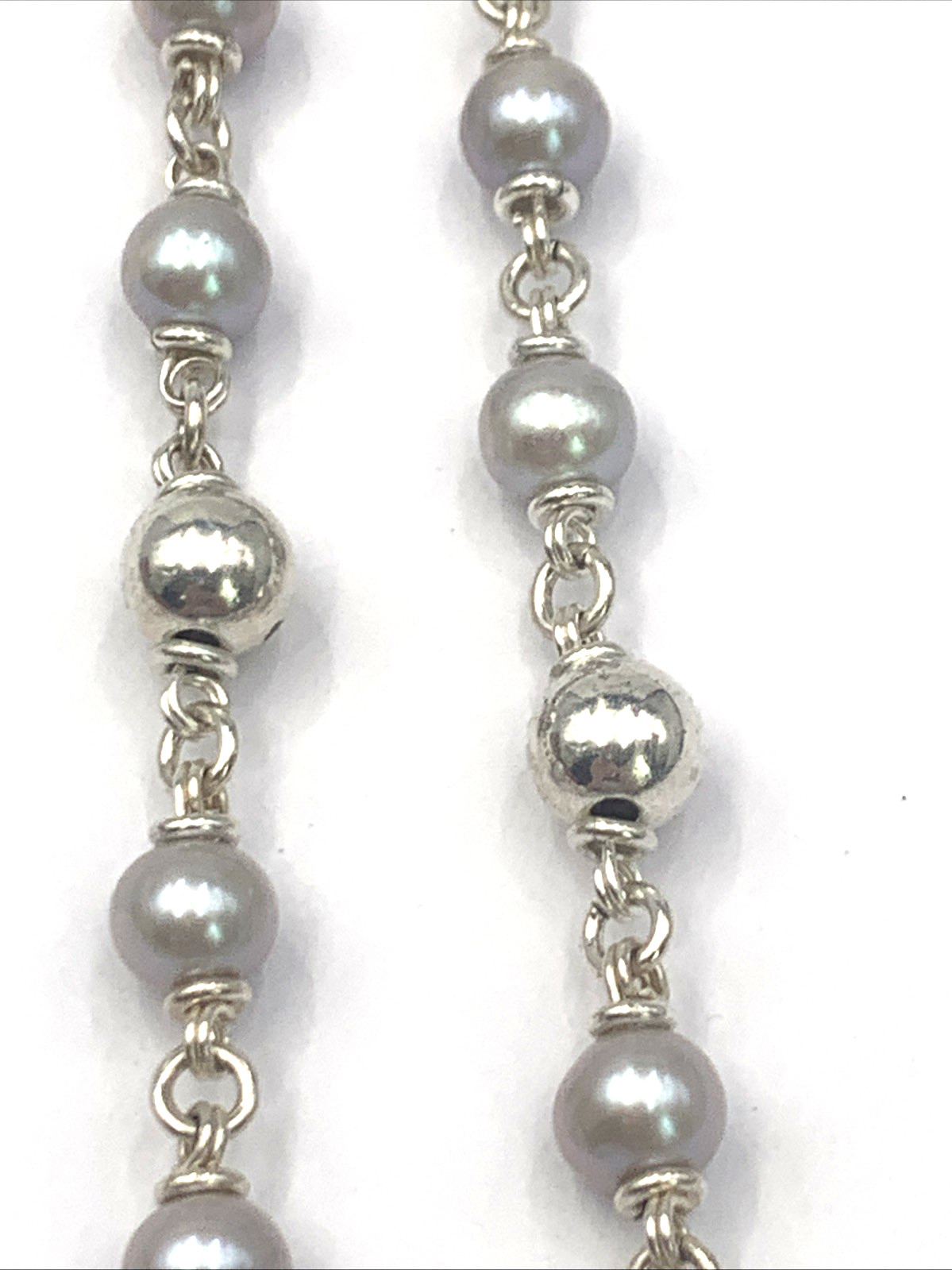 Michael Dawkins Sterling Silver and Gray Pearl Necklace 18″