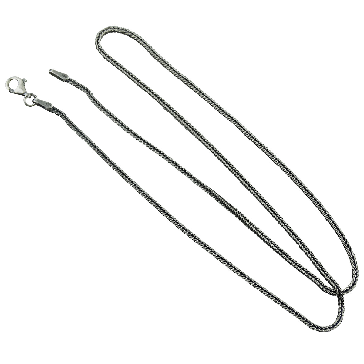 1.5mm Antiqued Square Foxtail Chain – 925 Sterling Silver – Oxidized Necklace