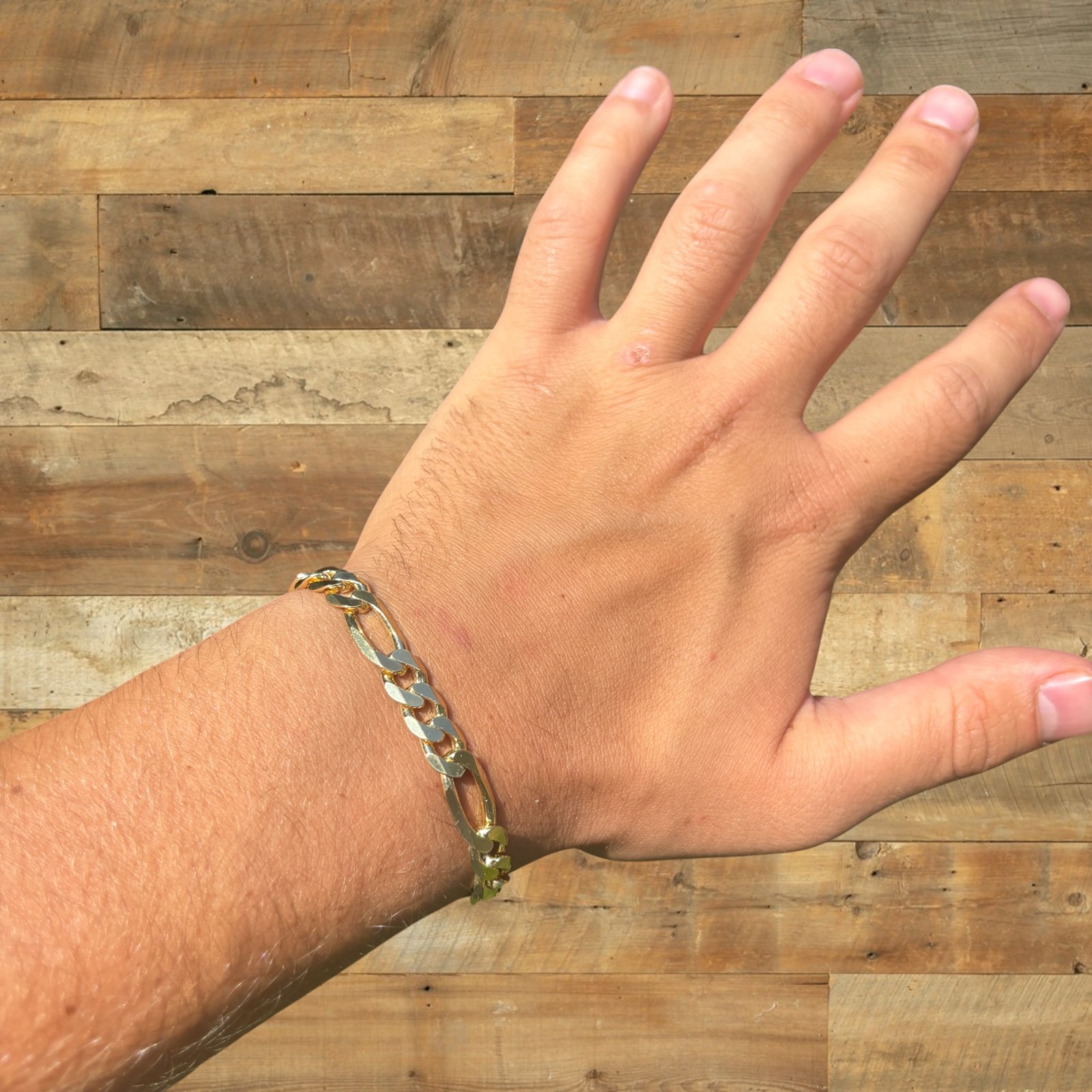 8mm Figaro Bracelet Link – Real Solid 925 Sterling Silver Or 14k Gold Vermeil