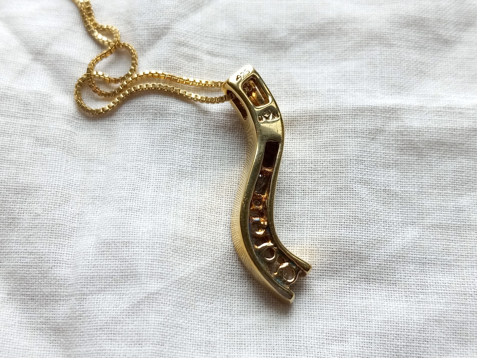 DJBM 925 Channel Set .23ct Diamond Pendant on 21” 14k Gold Chain Necklace, 1.6g