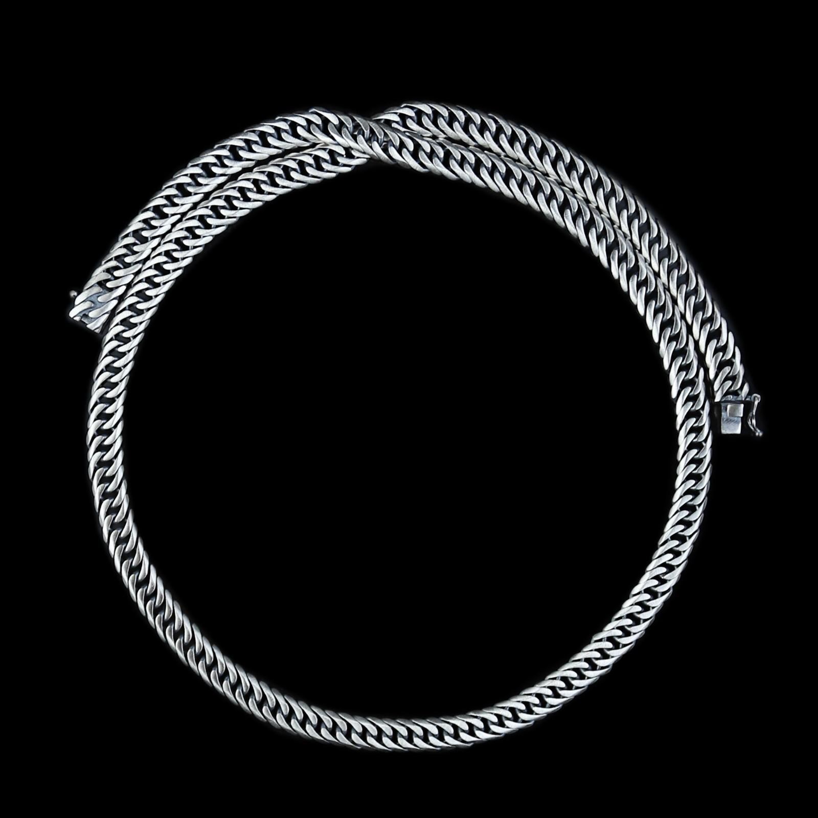Solid Silver Men Cuban Curb Necklace, Thick Cuban Gourmet Necklace