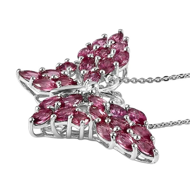 Butterfly Women’s Pendant 2.2Ct Marquise Lab-Created Ruby 14K White Gold Plated