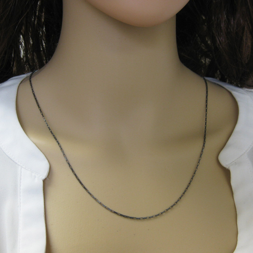 Oxidized Sterling Silver Necklace 2.8mm Box Chain- Small Box Chain (All Sizes)