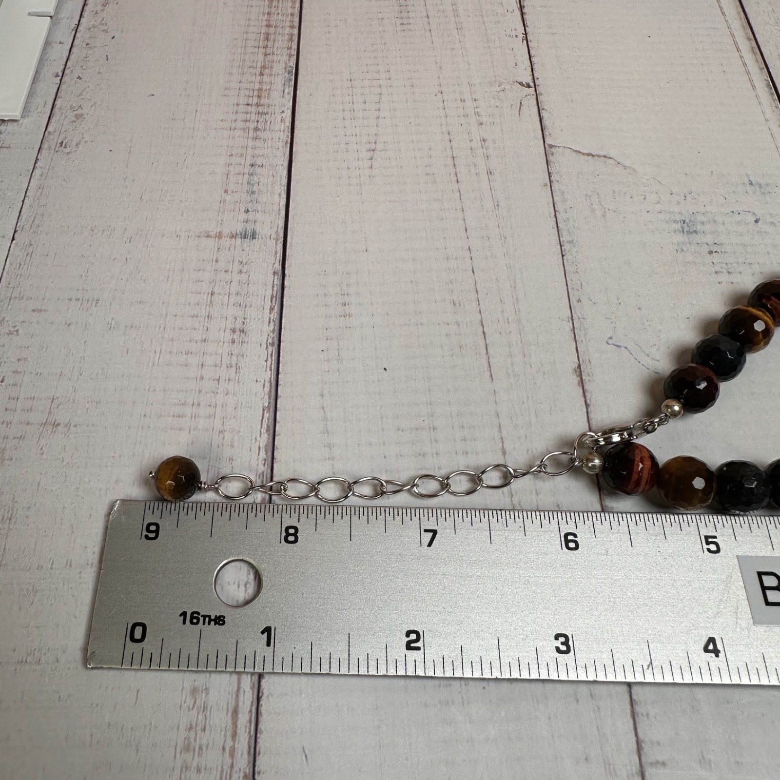 Faceted Multi Color Tiger’s Eye Graduated Bead Necklace 925 Sterling Silver