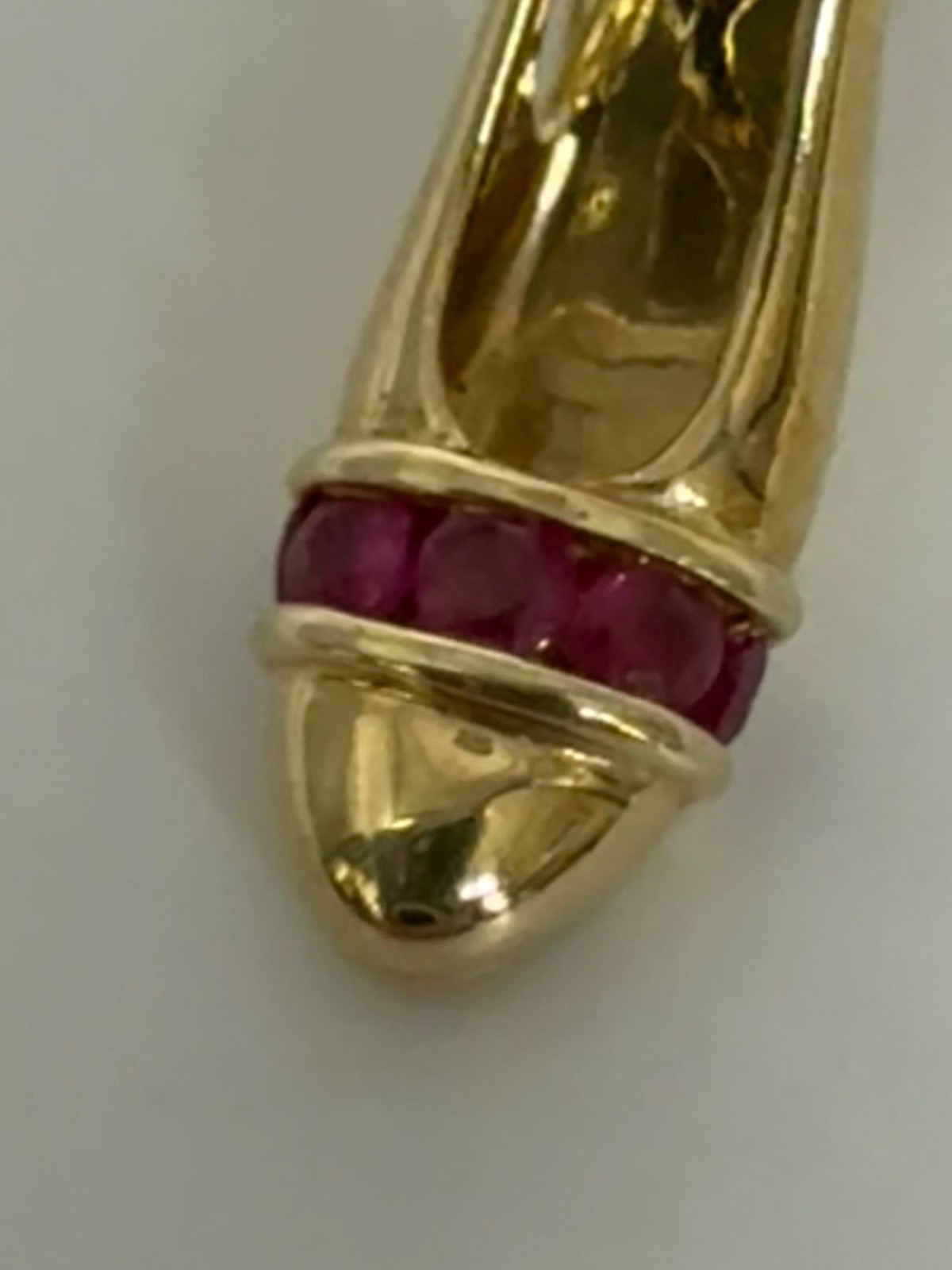 10K 5 Ruby & Diamond High Heel Slingback Pendant/Slide 2.4 g