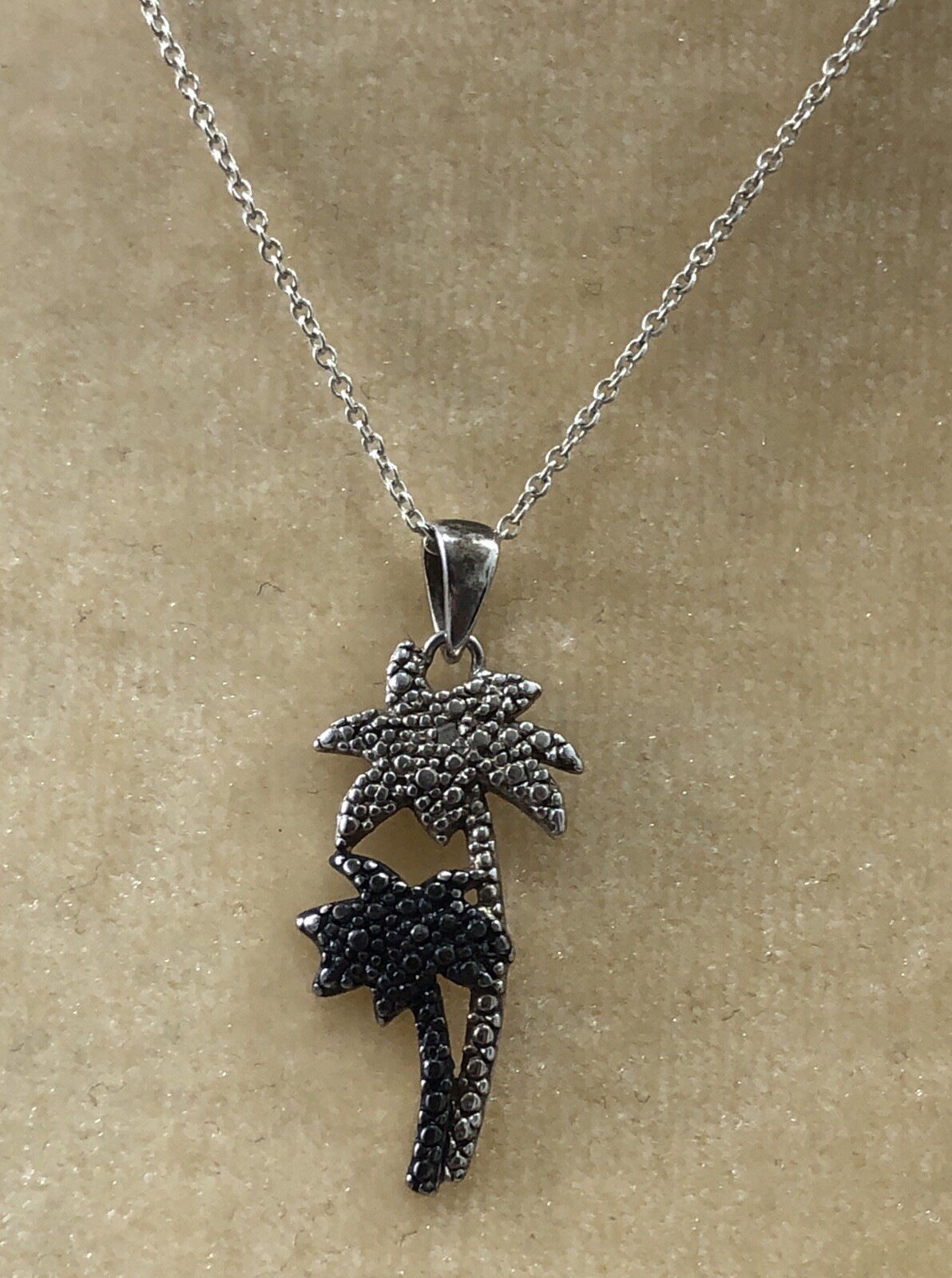 JCM Jacmel Necklace 925 Sterling Silver Palm Tree Diamond Accent – 18″ Length