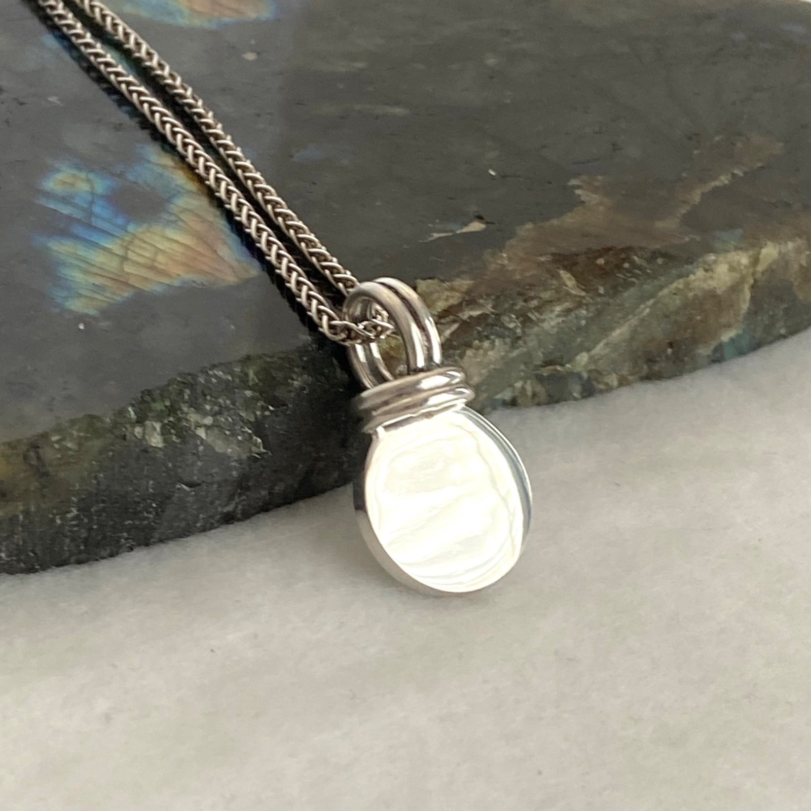 Sterling Silver 925 Blank Engraveable Round Disc Pendant Necklace Foxtail Chain