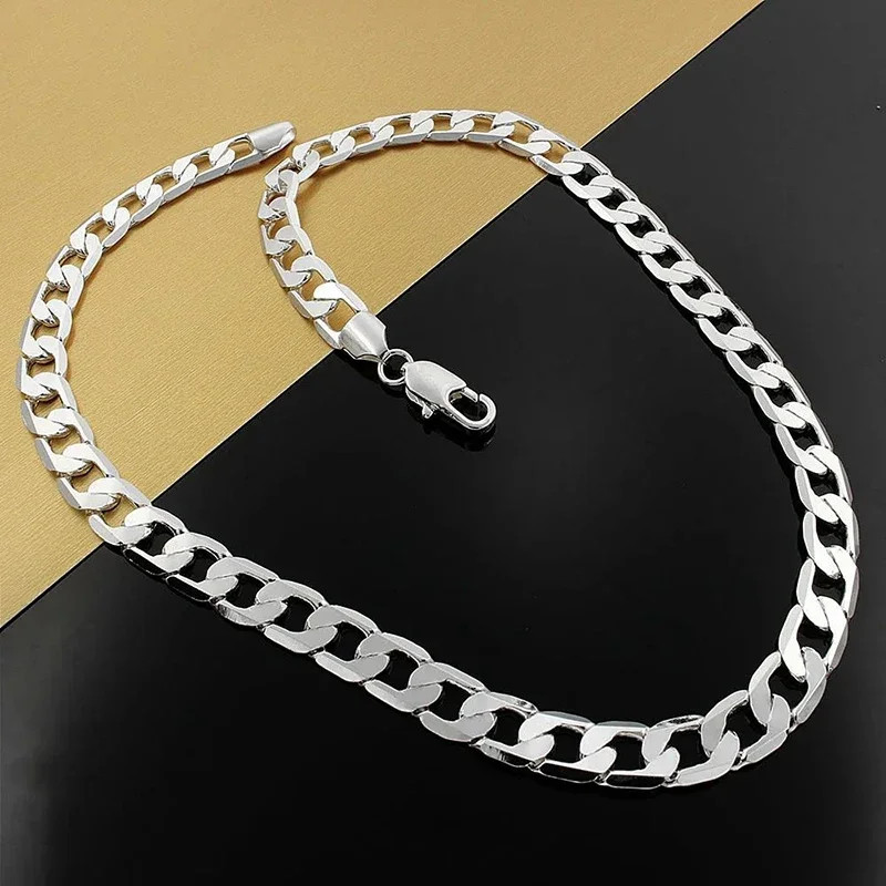 925 Sterling Silver Necklace for Men’S Women 16/18/20/22/24 Inches Classic 6MM C
