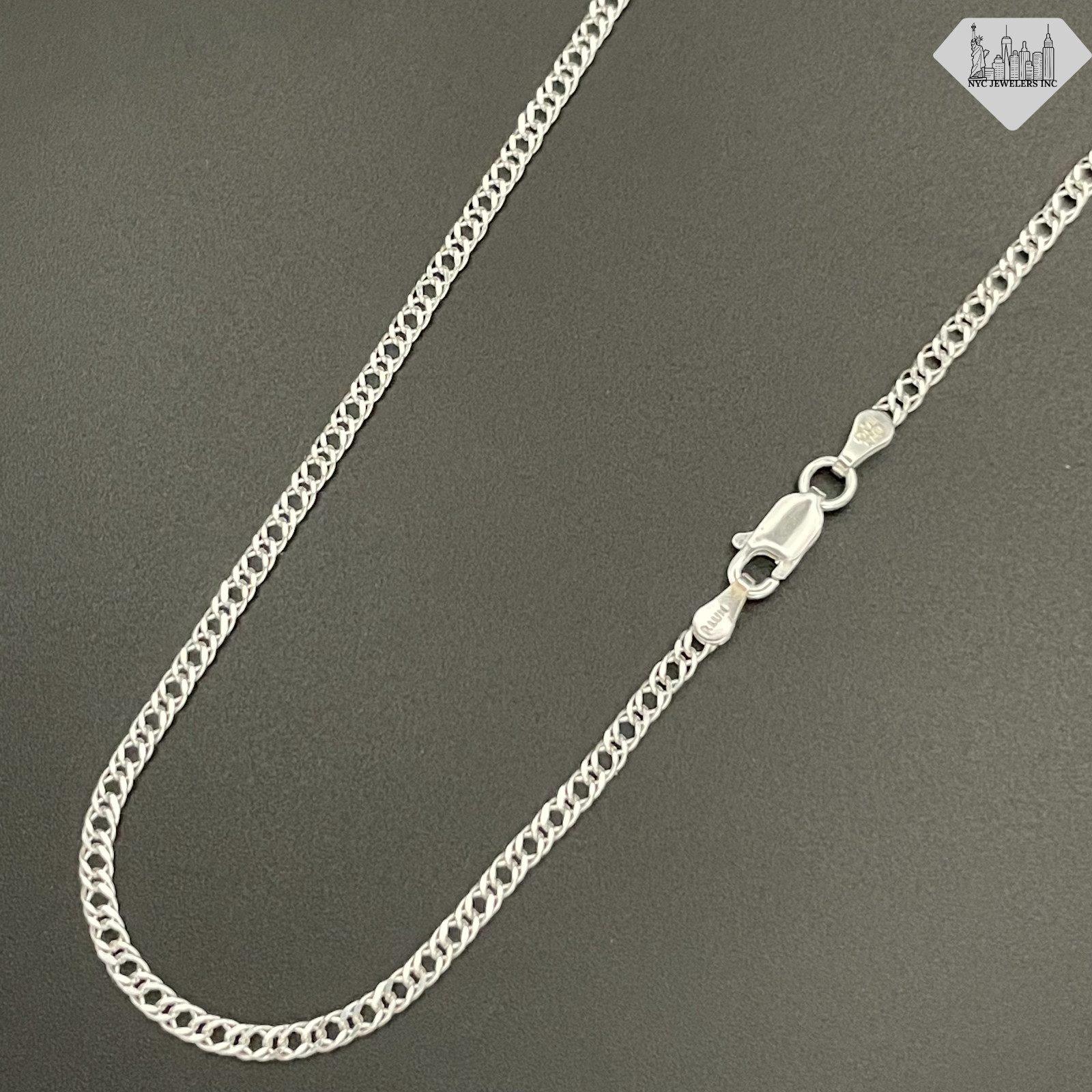 Italian Solid Sterling Silver Double Link Chain Necklace 925 Silver Chain UNISEX