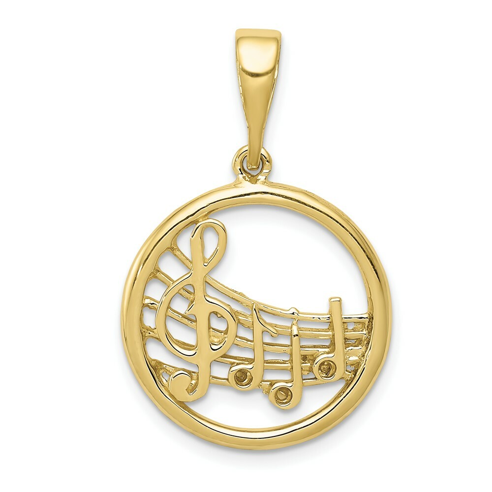 Real 10kt Yellow Gold Gold Polished Musical Notes Pendant