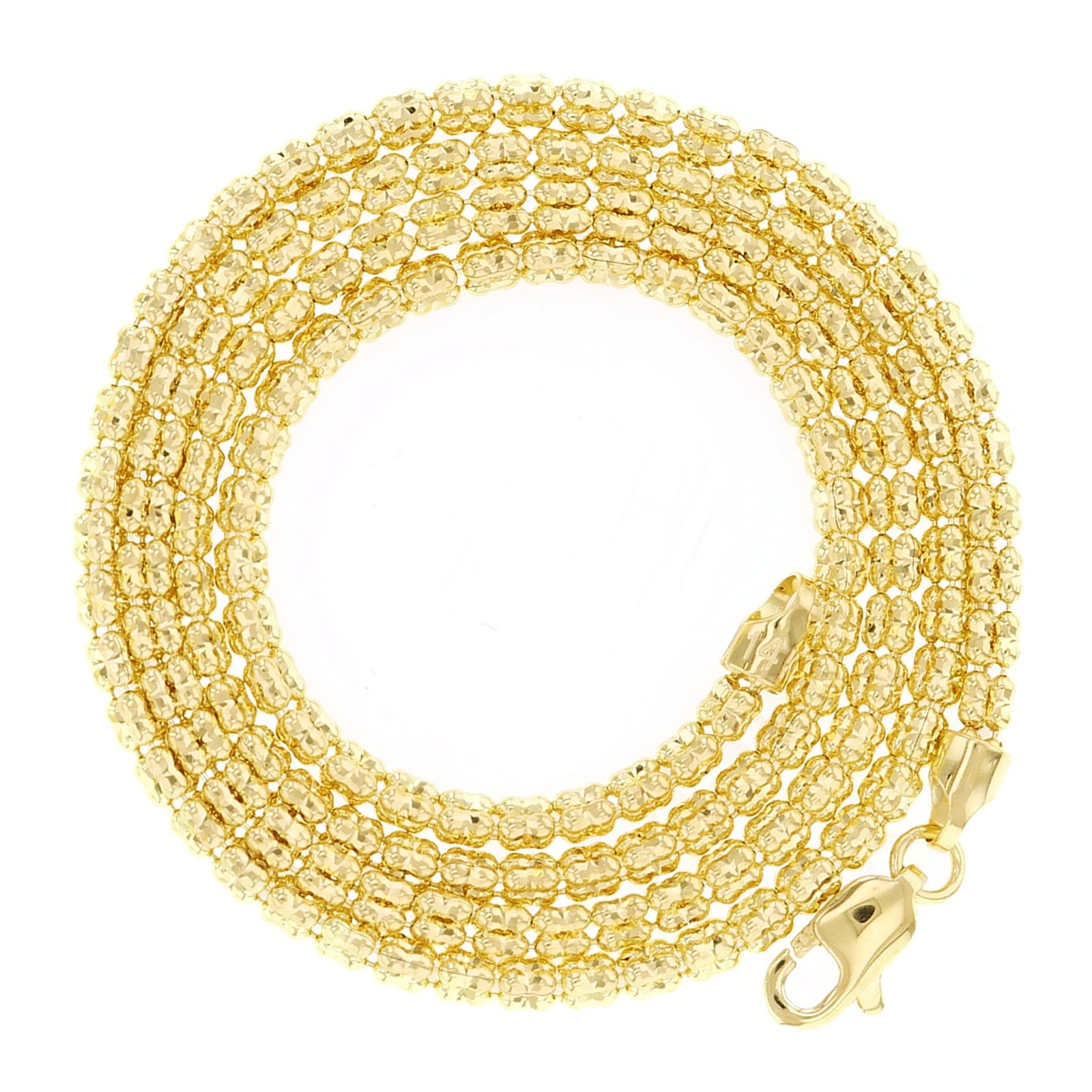 Italian 14k Yellow Gold Diamond Cut Ice Link Chain Necklace 18″ 2.5mm 9.2 grams