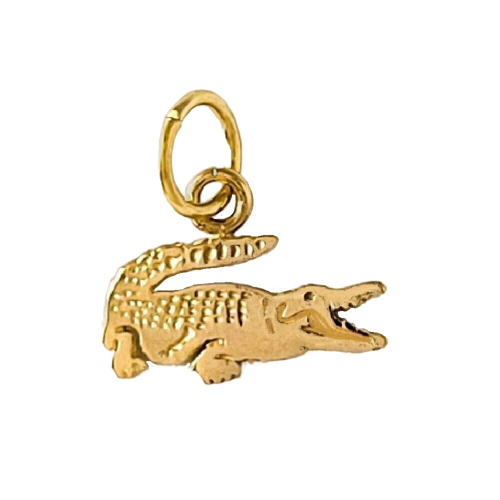 Small 14k Yellow Gold Alligator Crocodile Pendant / Charm, Made in USA