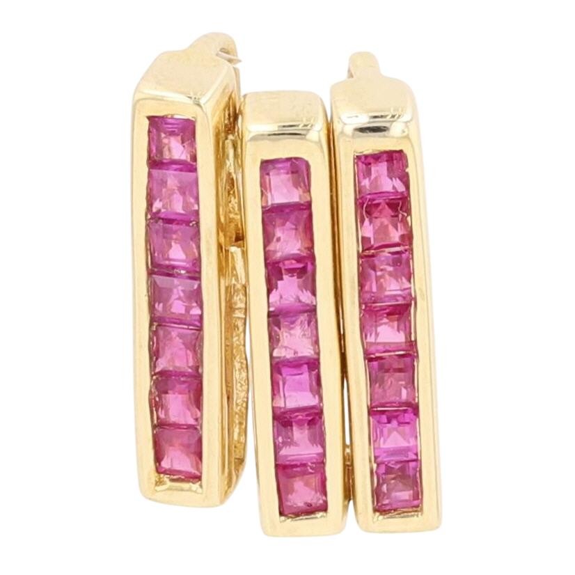 1.05ctw Ruby Offset Articulated Bar Pendant w/o Chain 18k Yellow Gold 3.51 Grams