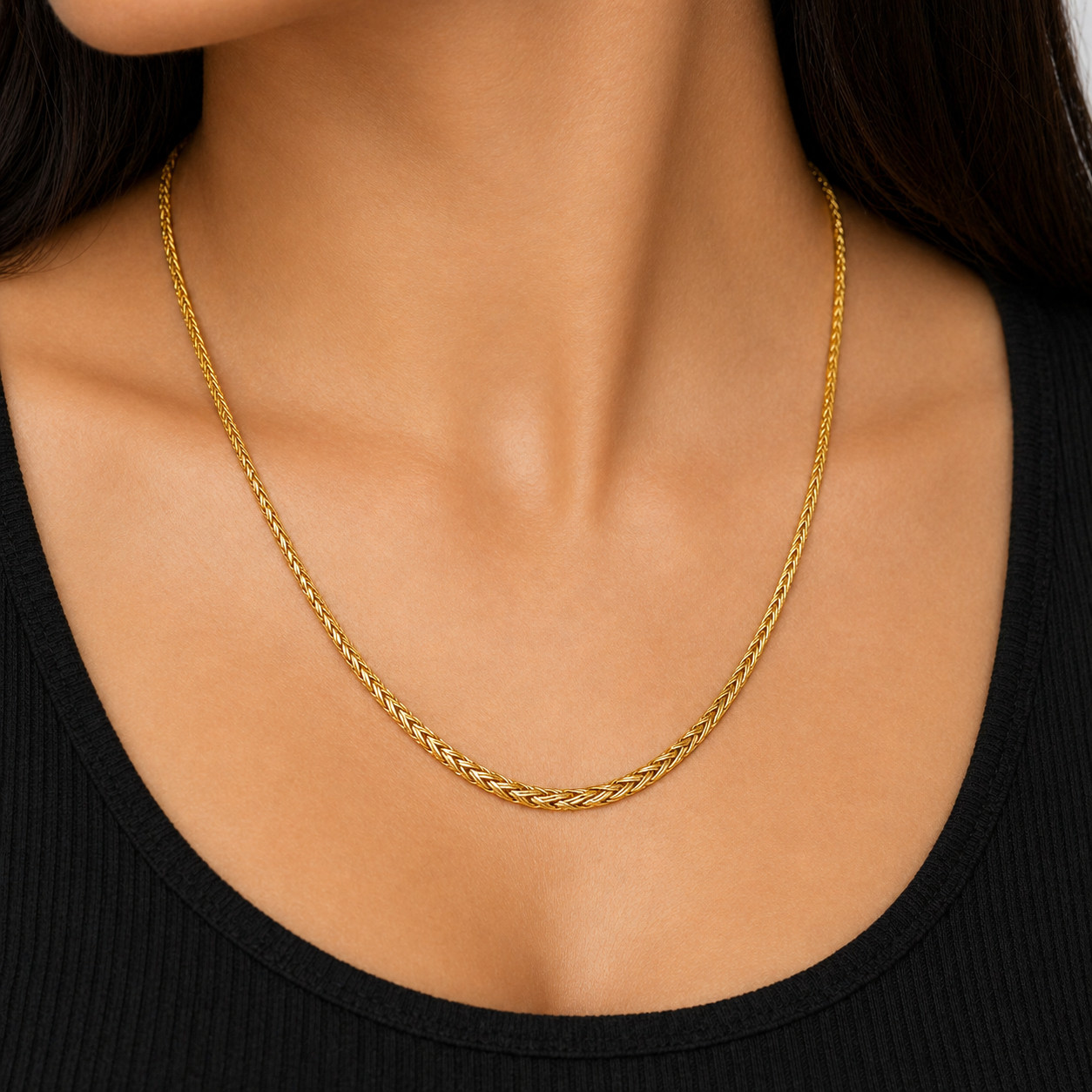 14K Yellow Gold Graduated Wheat Spiga Chain Necklace 18” 5.5mm New 6.7g