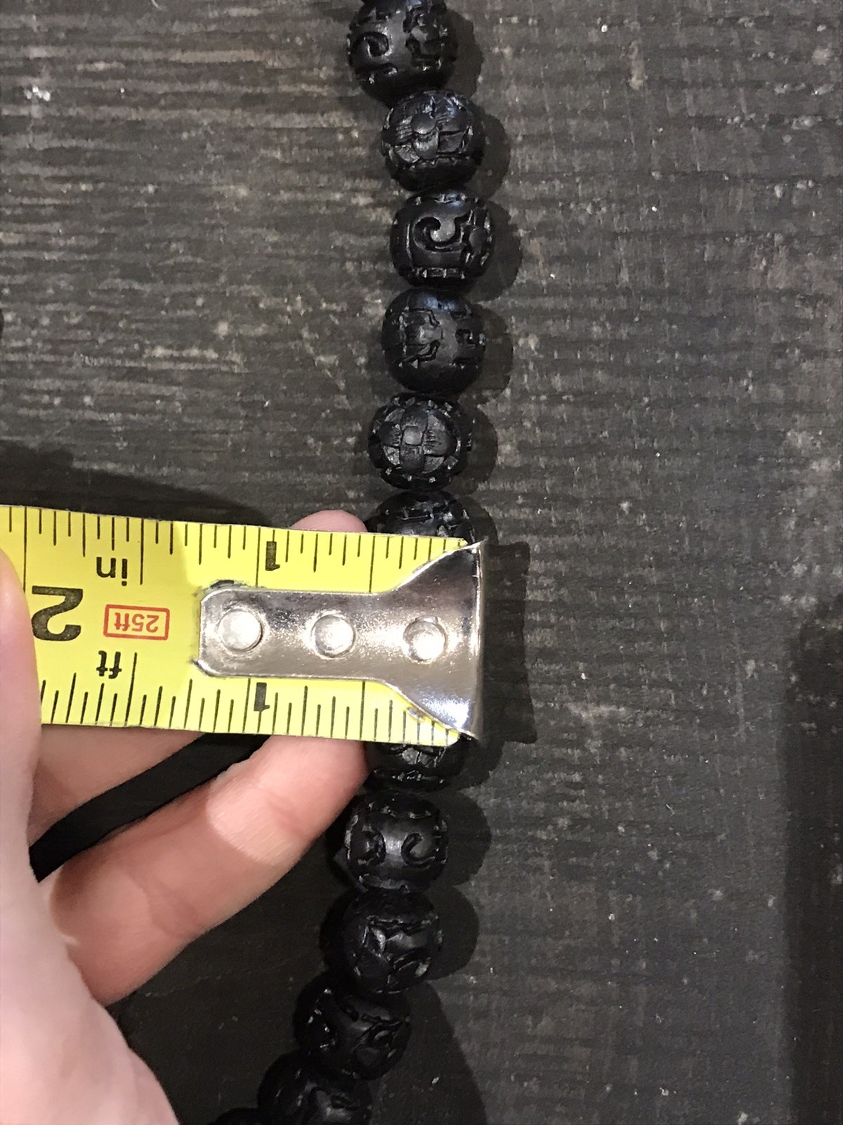 Sterling Silver 925 Black Plastic Beaded Textured Necklace 39.70 g 19” Unisex