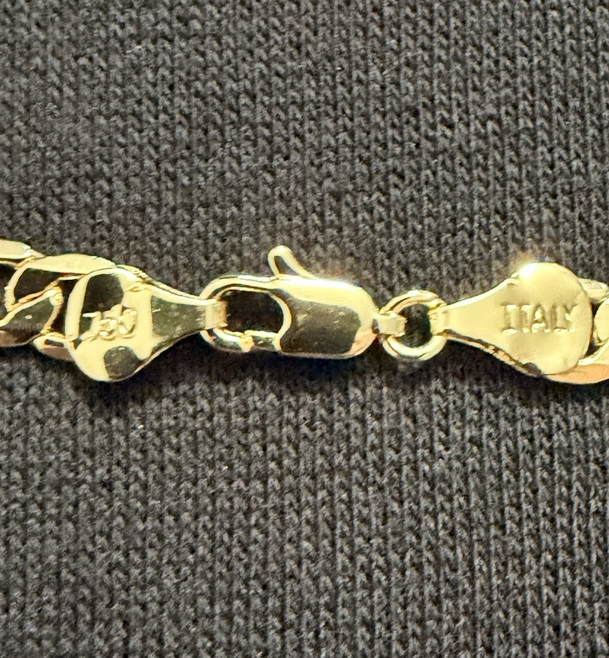 18k Yellow Gold Filled 6mm 24 Inch Figaro Chain Necklace Italy 750 Stamped New