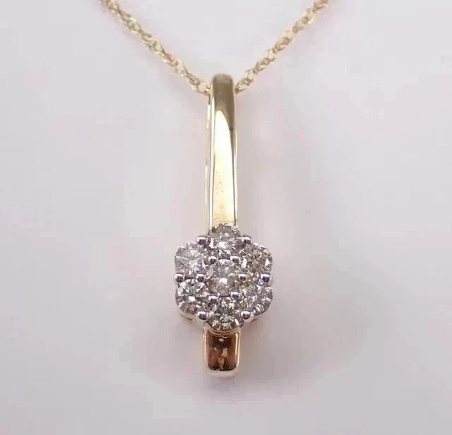 1Ct Round Cut Simulated Diamond Women Pendant Necklace Yellow Gold Over Silver