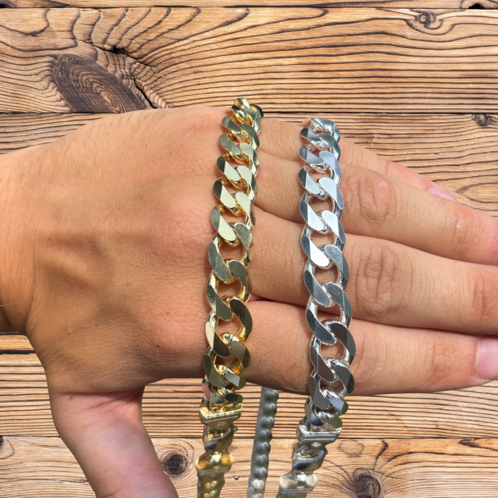 12mm Curb Link Chain – Real Solid 925 Sterling Silver Or 14k Gold Vermeil ITALY