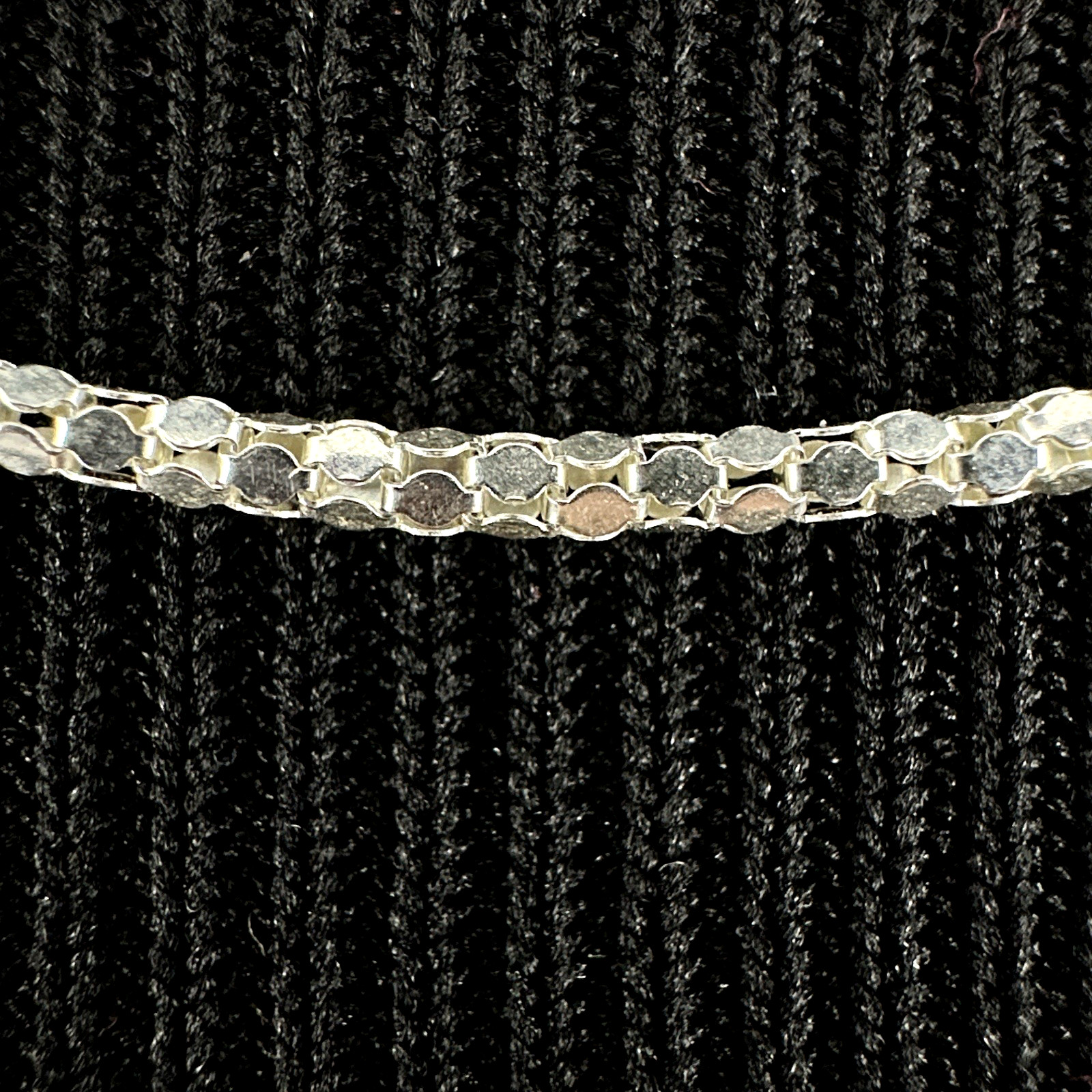 MILOR sterling silver necklace – rhodium-plated unusual chain 1mm x 22″ Italy