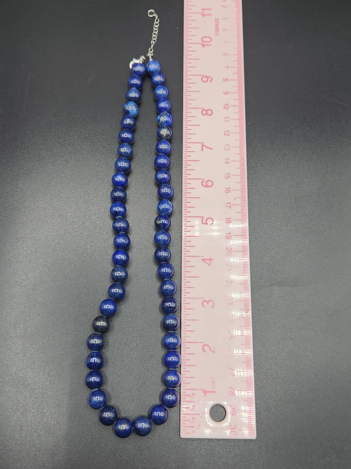 BBJ Blue Lapis Lazuli Round Bead Necklace