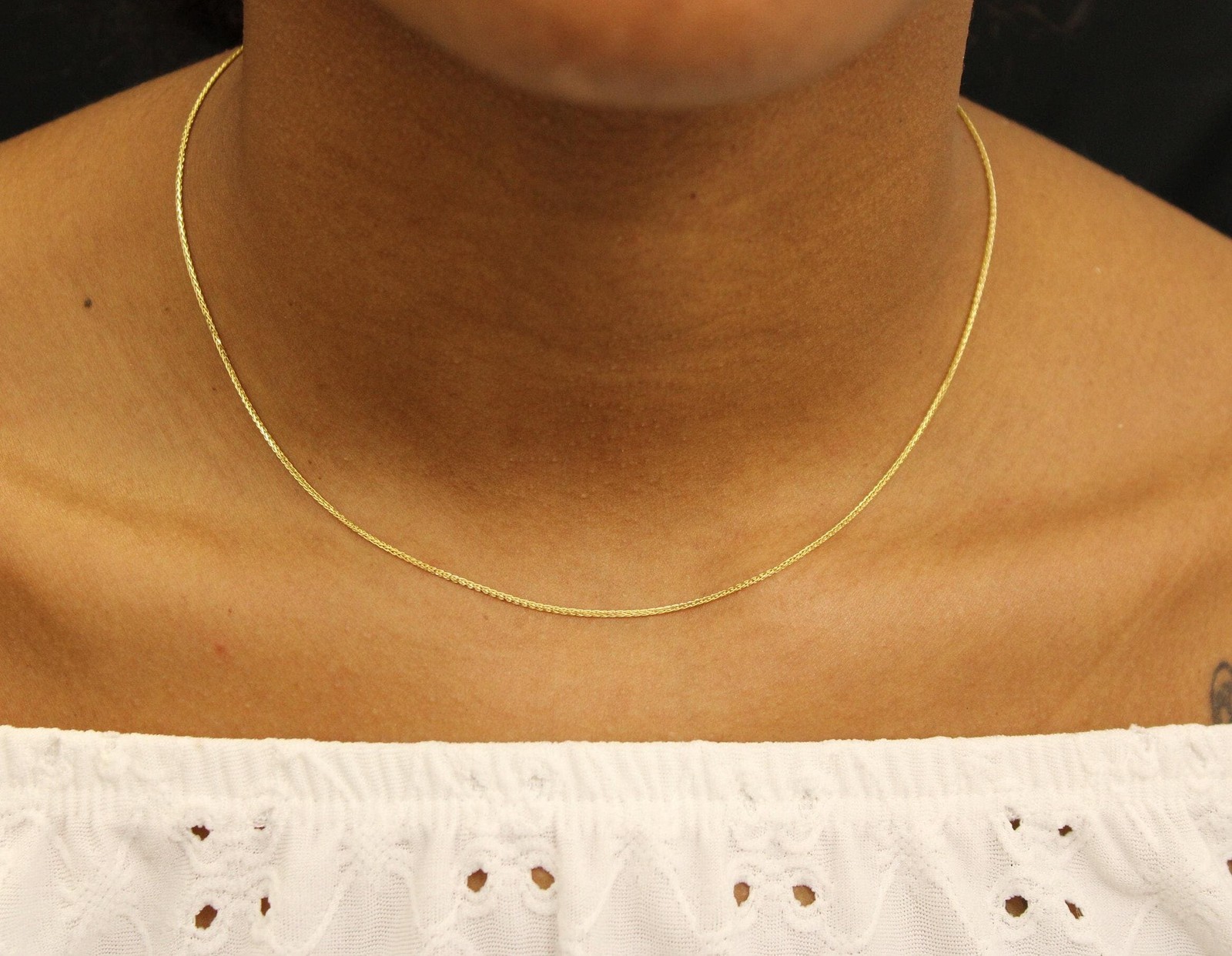 Franco Chain Necklace 14k Solid Gold 1mm 1.2mm Women 16in