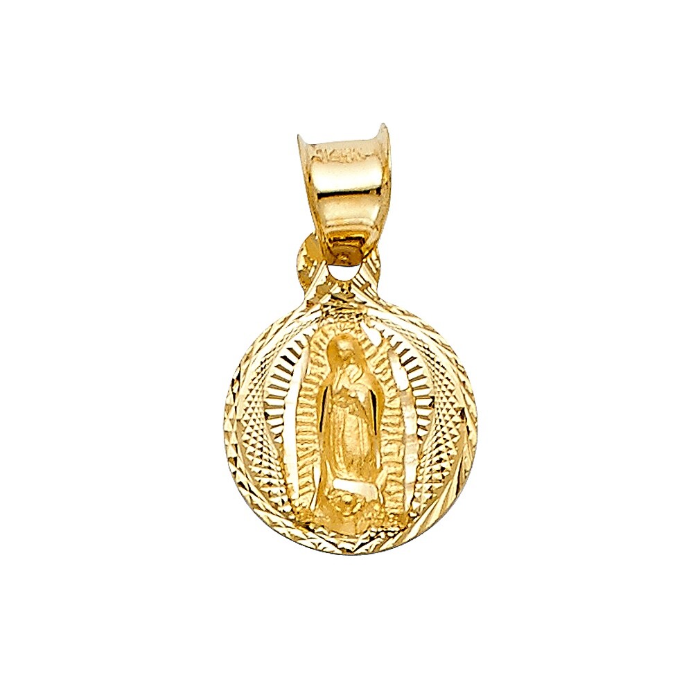 14K Solid Gold Virgin Guadalupe ,Virgin Mary 17mm x 11mm Small Pendant – PT308