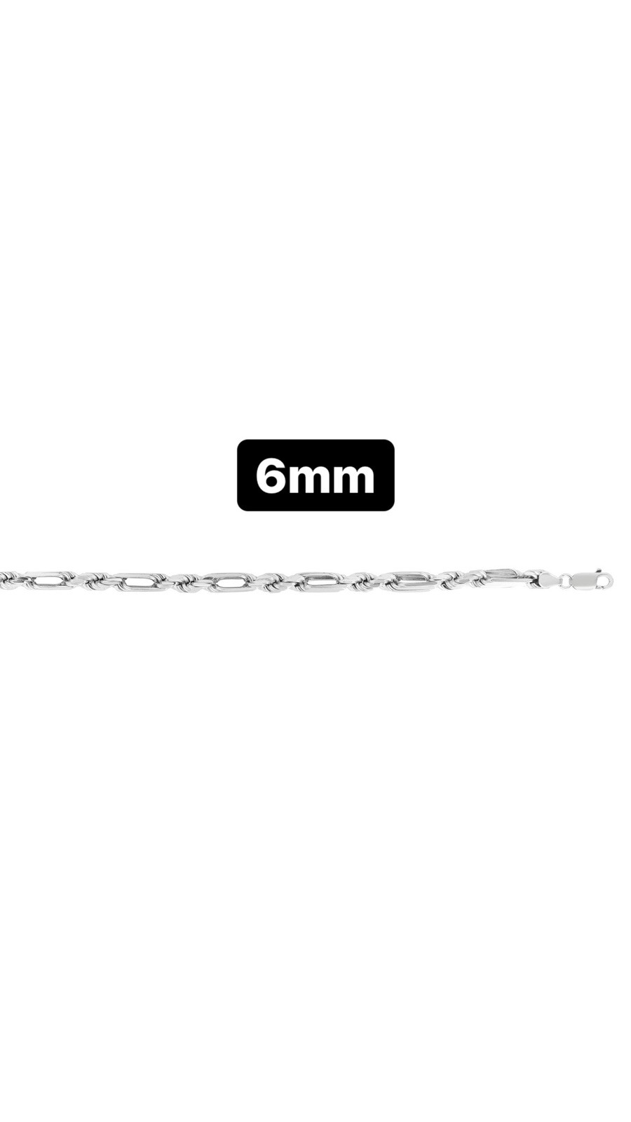 925 Sterling silver Figarope Milano Chain Necklace Mens Womens Rhodium Plated