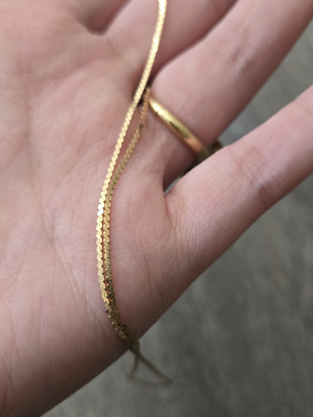 14k solid yellow gold chain serpentine flat 1mm necklace, s-link 14in, 1.54g