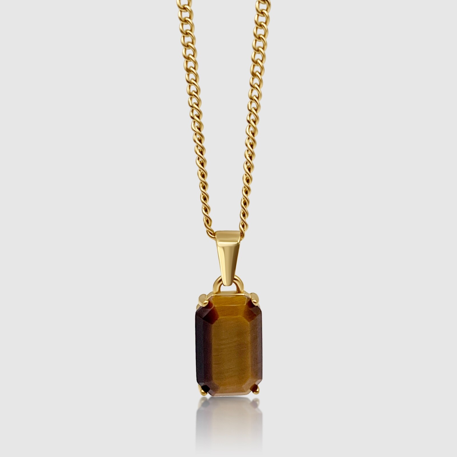 Tiger Eye Pendant & Necklace In 18k Gold 20” Chain – Tiger’s Eye Amulet Jewelry