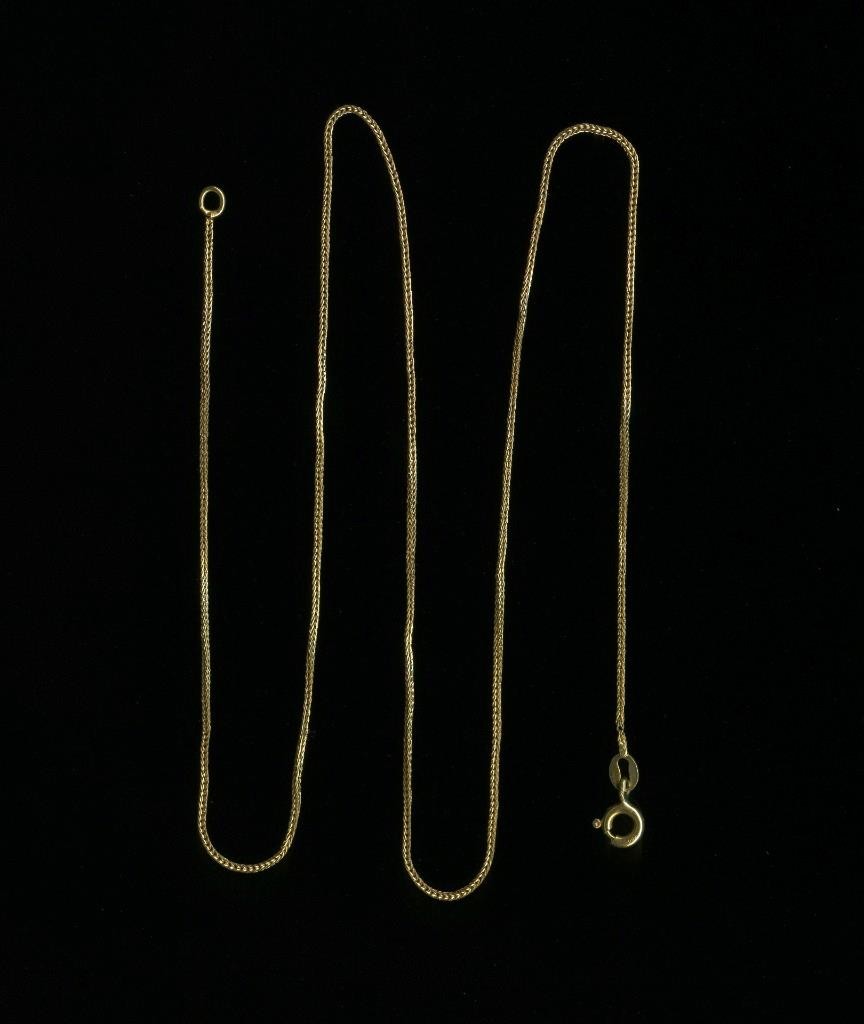 18K 2.06 Gram Fine Solid Yellow Gold 18″ Foxtail Link Pendant Necklace Chain -NZ