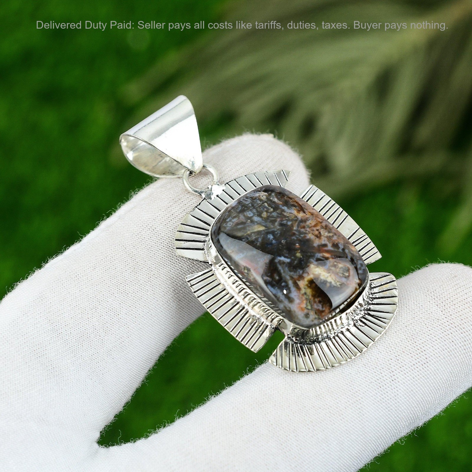 Stick Agate Stone Sterling Silver Handmade Anniversary Bezel New Pendant Jewelry
