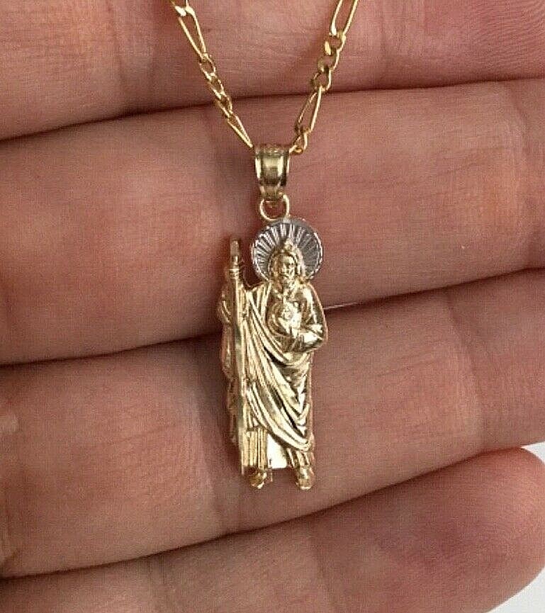 14K Real Gold Saint Jude Necklace 18″ / 14k Oro Cadena de San Judas 18″ – PT0101