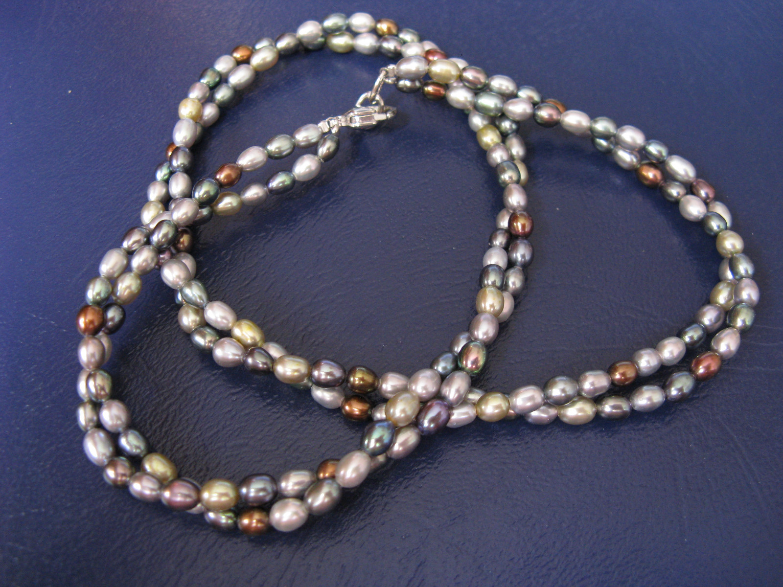 PEARL NECKLACE MULTI COLOR GREEN GRAY STRAND STRING HONORA Gift