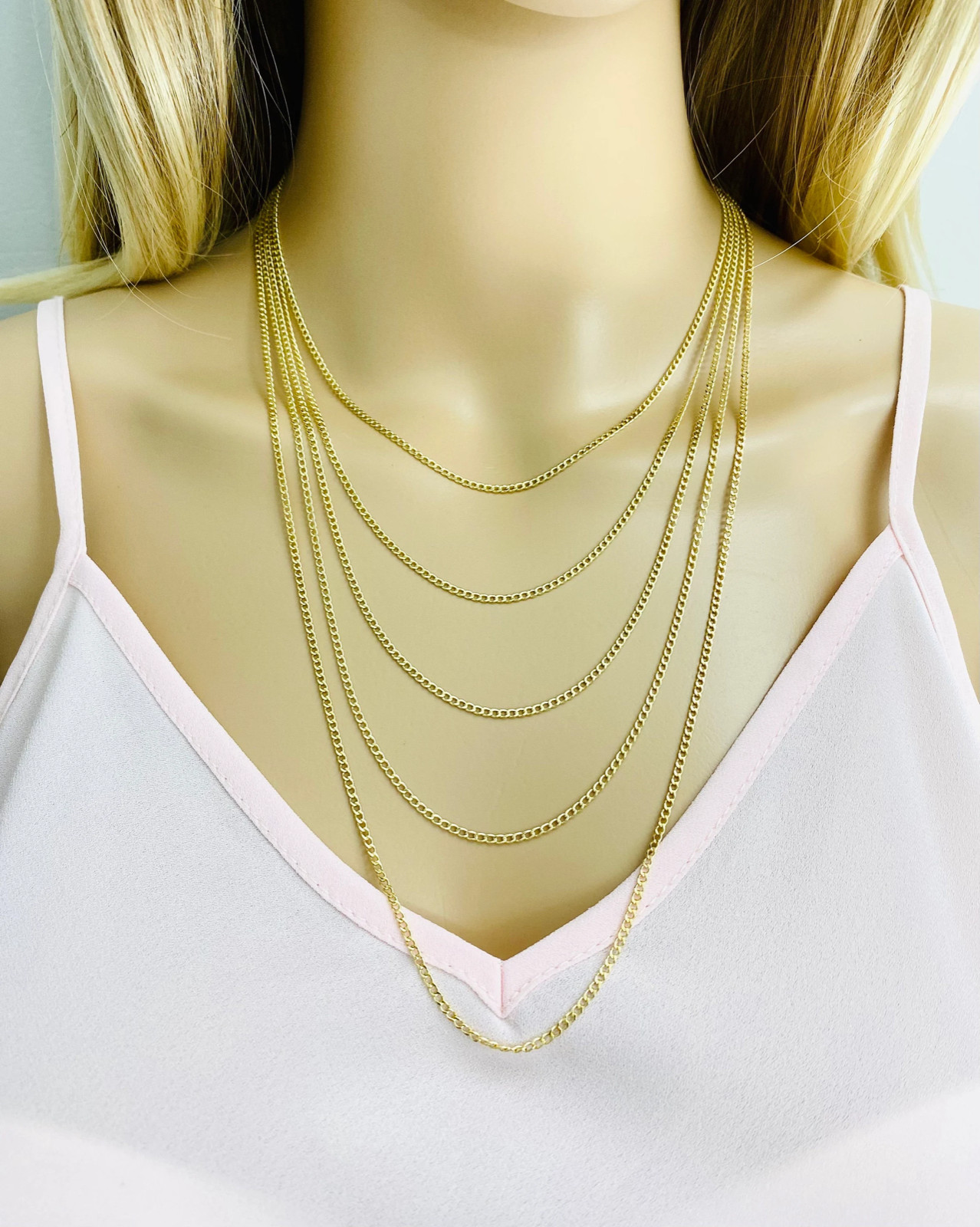 10K Real Gold 2mm Curb link 16″ – 18″ – 20″- 22″- 24″ Long Unisex Chain- CU050