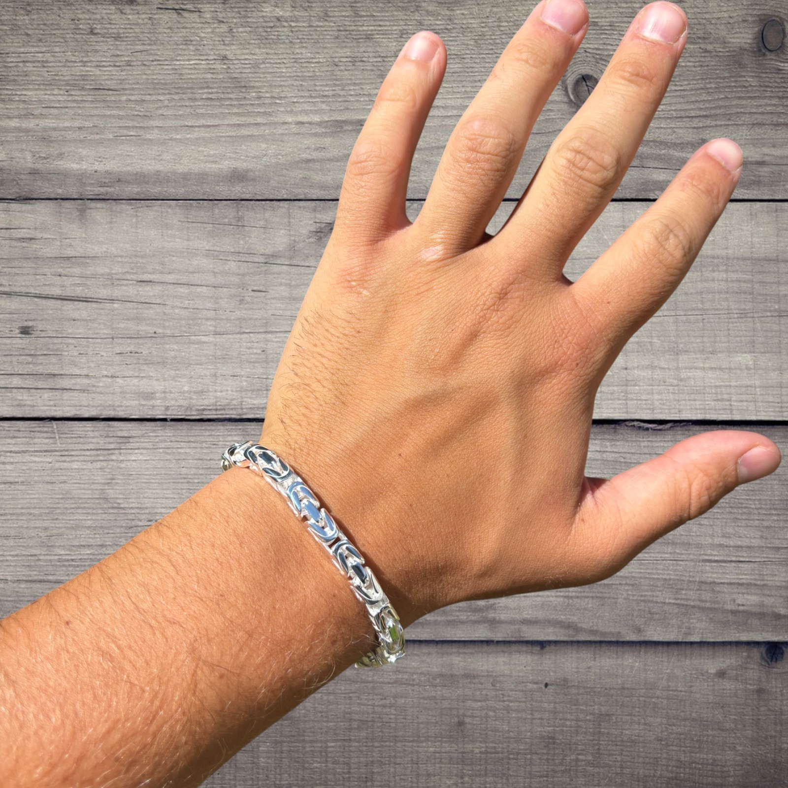 6mm Byzantine W. Box Clasp Bracelet – Solid 925 Sterling Silver MADE IN ITALY