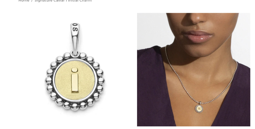 LAGOS Signature Caviar “i” Initial Charm Pendant Sterling Silver $850