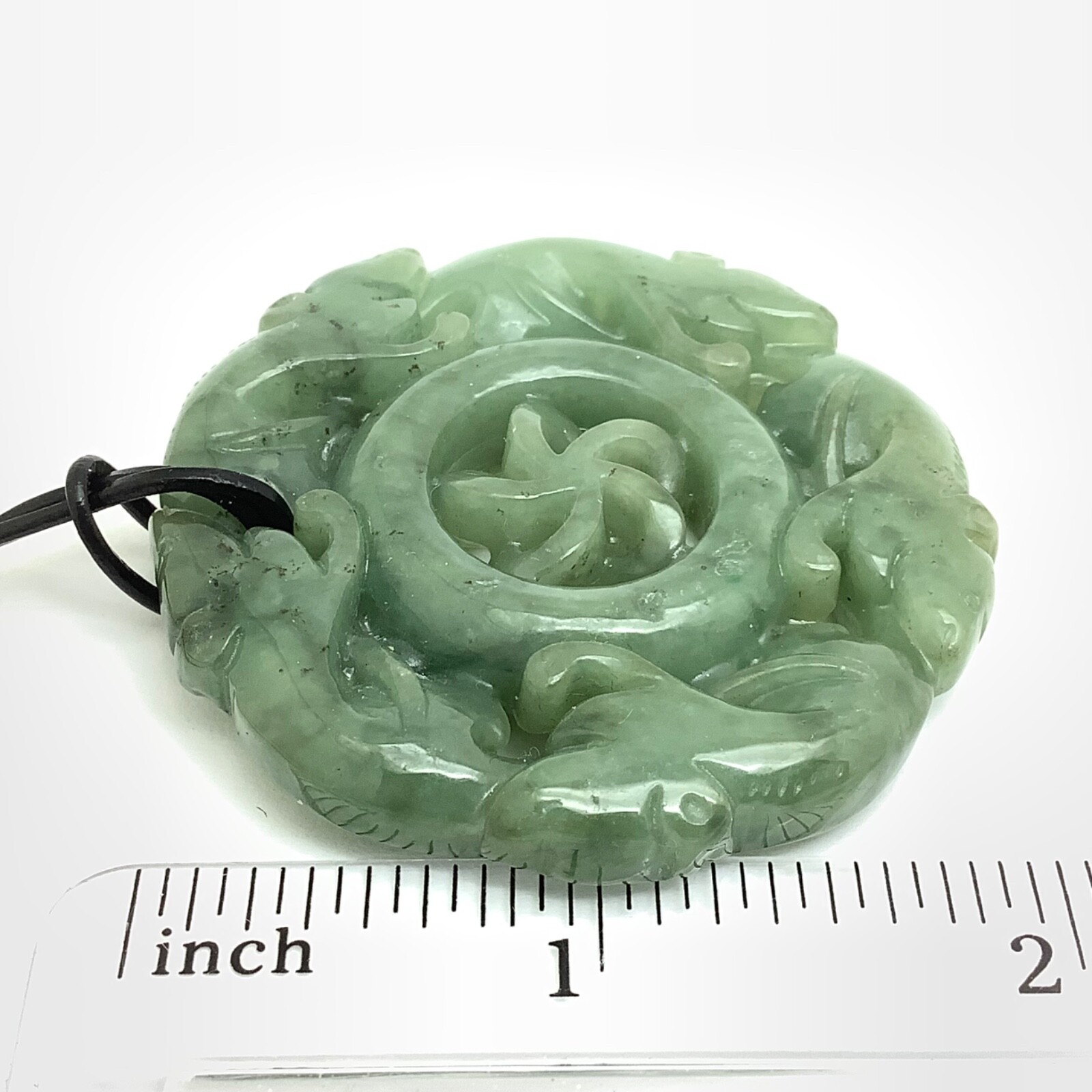 Burmese Jade Pendant Rat Running Green Jadeite Jade Disk Necklace Burma Myanmar