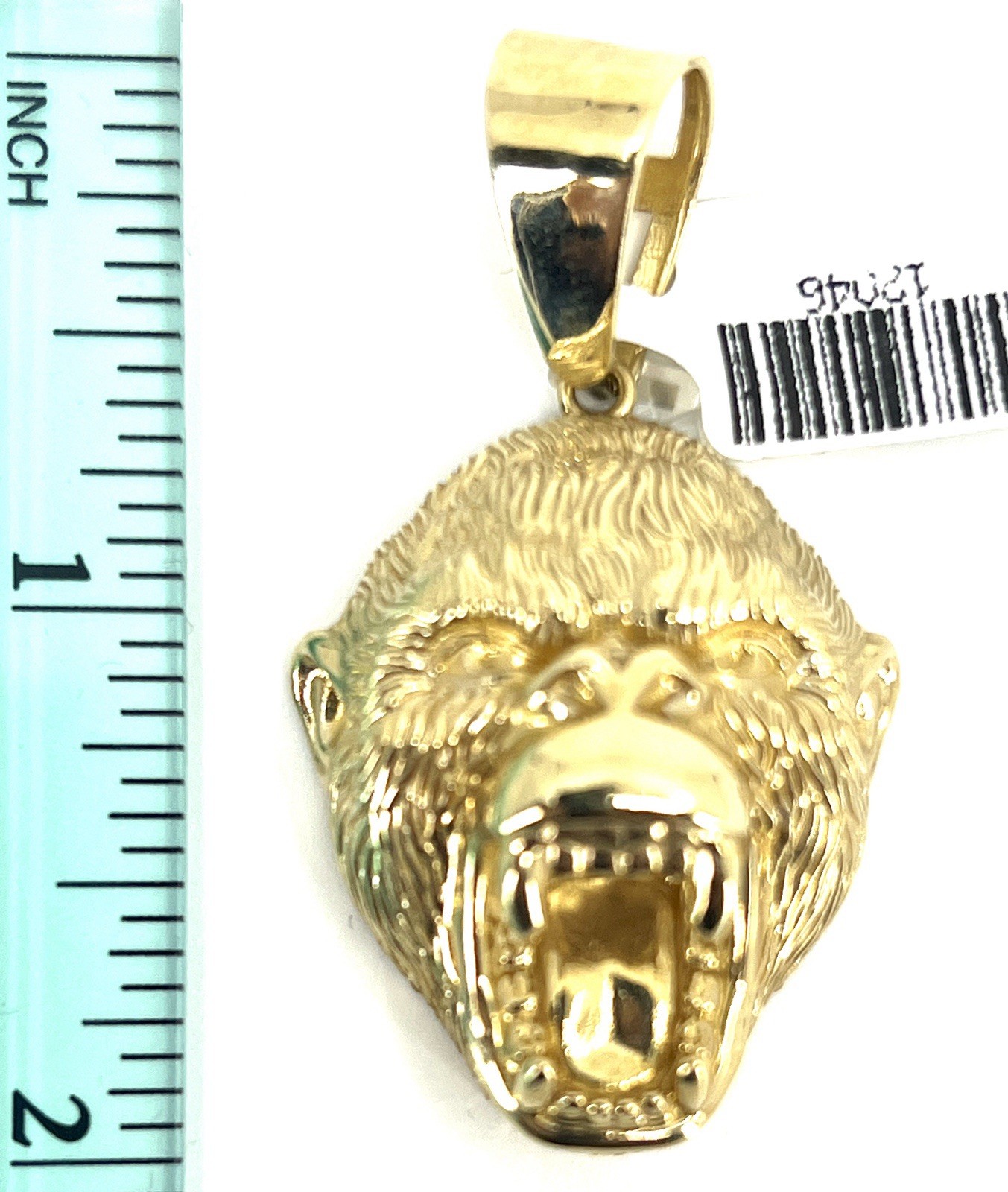 10K Solid Yellow Gold Roaring Gorilla Head Pendant Heavy Silverback Italy