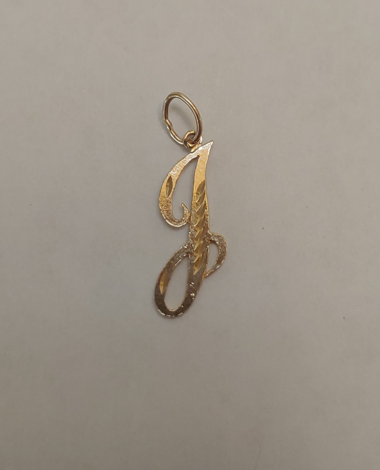 New 14k Yellow Gold Cursive Initial Letter ‘J’ Charm Pendant