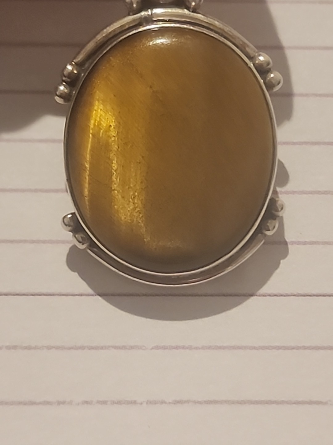 Natural Golden Tiger’s Eye Gemstone Cabochon Pendant in 925 Sterling Silver