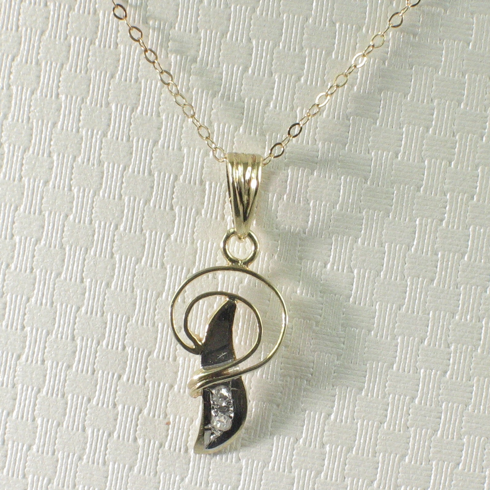 14k Yellow Gold Diamond Letter P Initial with Bail Pendant