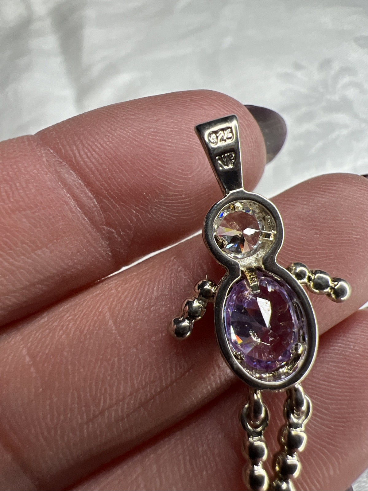 VTG Sterling Silver Boy Birthstone Pendant June amethyst 925 Charm Family