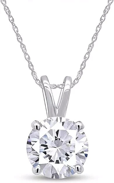 GIA Authenticated Lab Grown Diamond G-H VS-SI 1.50 CT Pendant Necklace 14K Gold