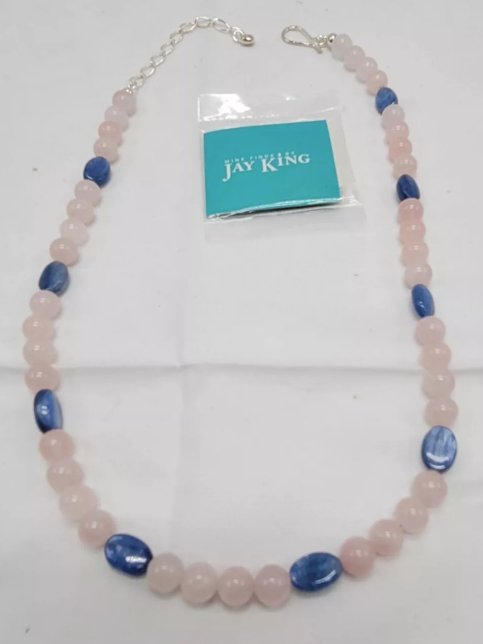 Jay King Pink & Blue Quartz Necklace 21″ Mine Finds Marked DTR 925 New In Box
