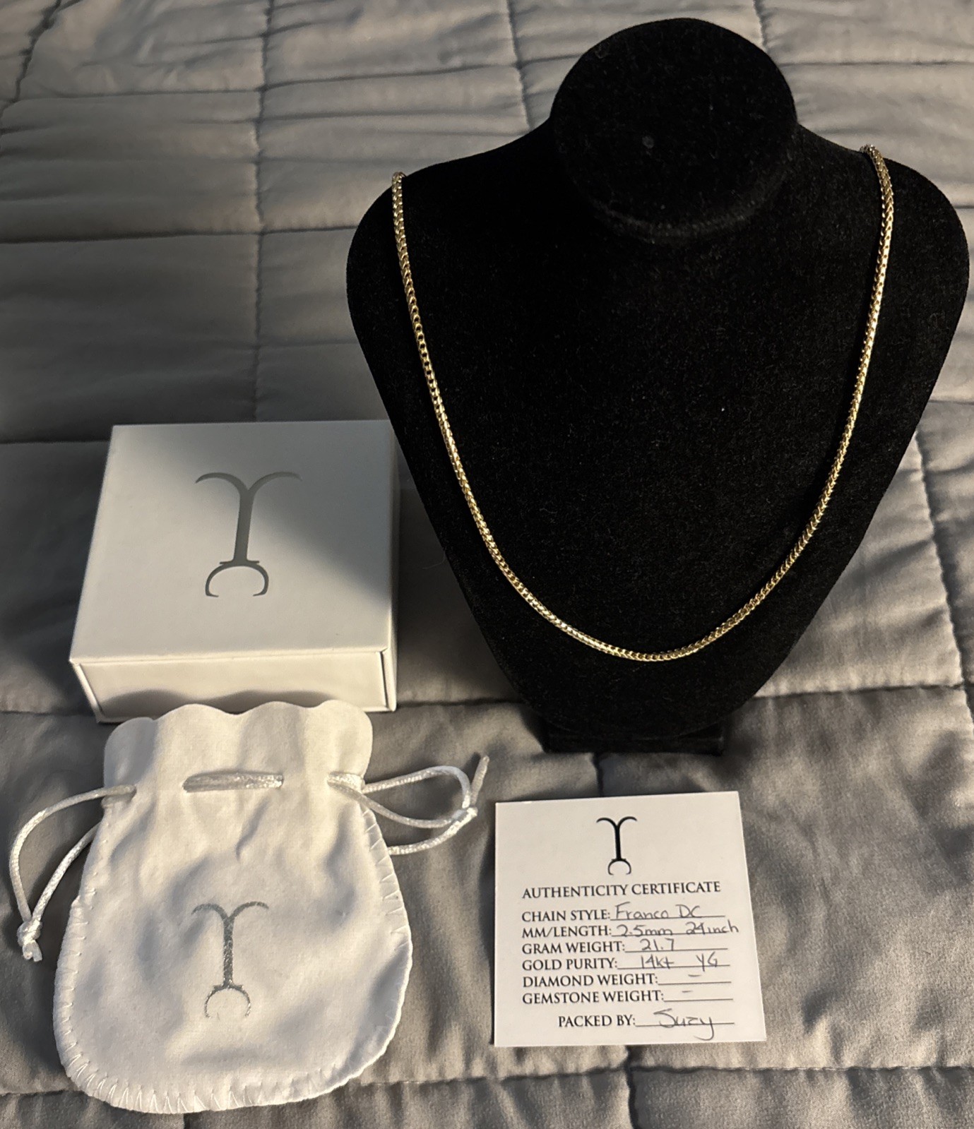 Jacoje 14K Yellow Gold Diamond Cut Franco Chain 2.5mm 24 Inch 21.7 Grams